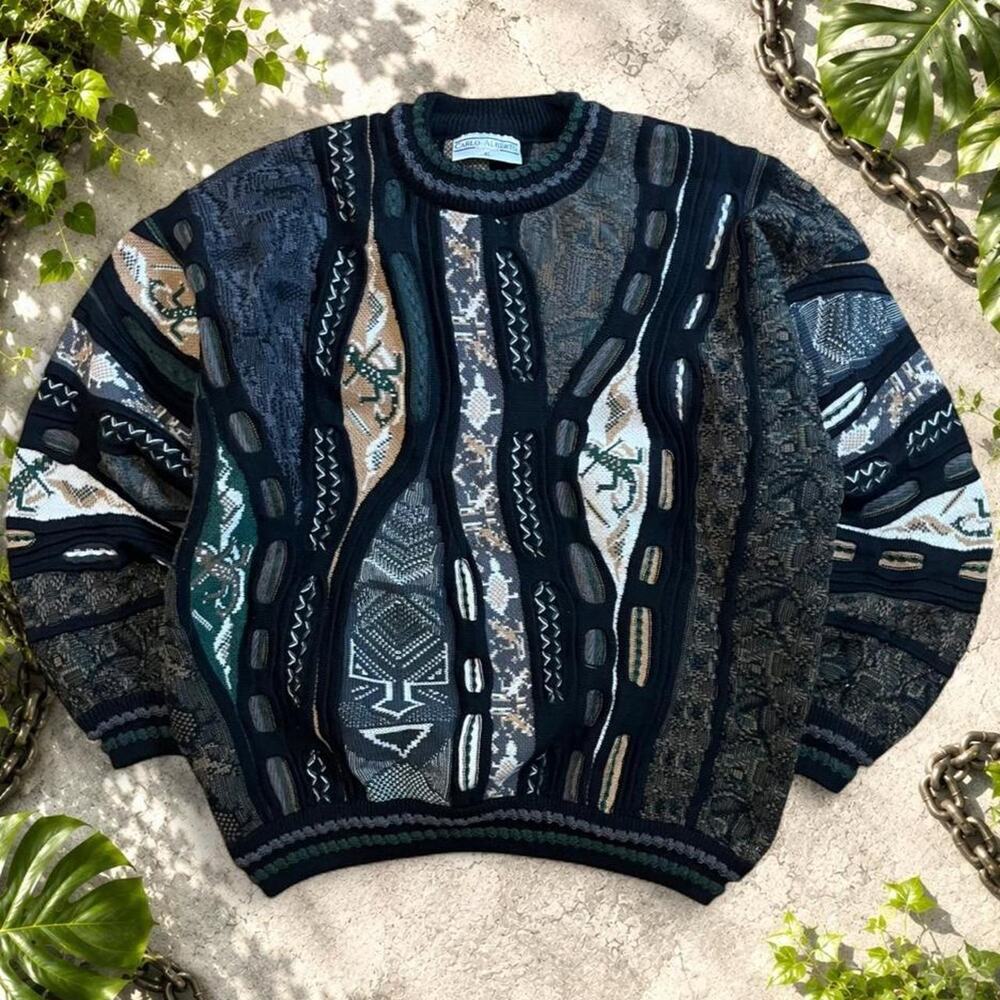 Coogi Original Blues Tundra Style Carlo Alberto Wool Jumper Knit Sz US XL 1990s